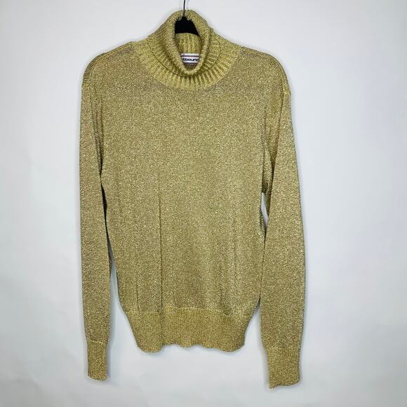 Vintage Gold Cowl Neck Sweater Metallic Sz Large - Picture 1 of 4